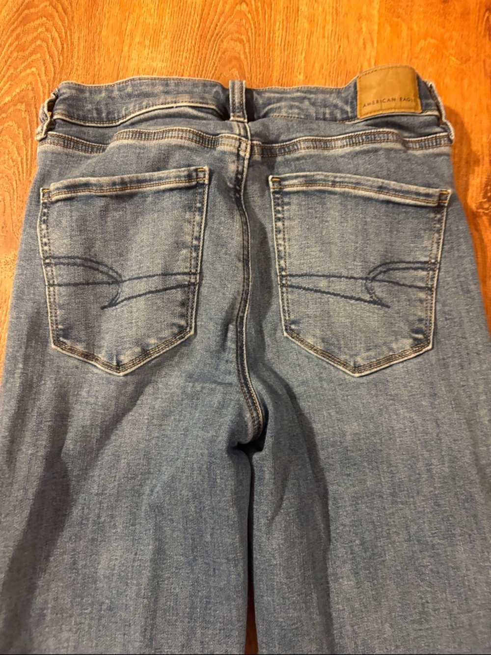 American Eagle Festival Flair Light Blue Flare Jeans with Stud Accents 4 short - Picture 6 of 9